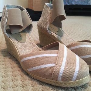 Ralph Lauren Striped Tan Wedges